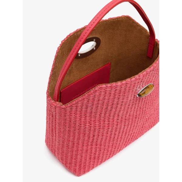 Christopher Esber Turnlock Raffia Mini Bag in Watermelon | Mini Bags | Coveti