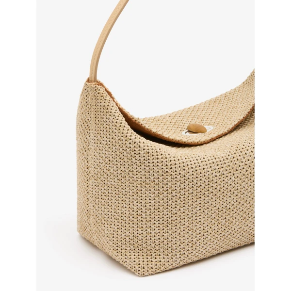 Christopher Esber Turnlock Raffia Shoulder Bag in Natural | Shoulder & Crossbody Bags | Coveti