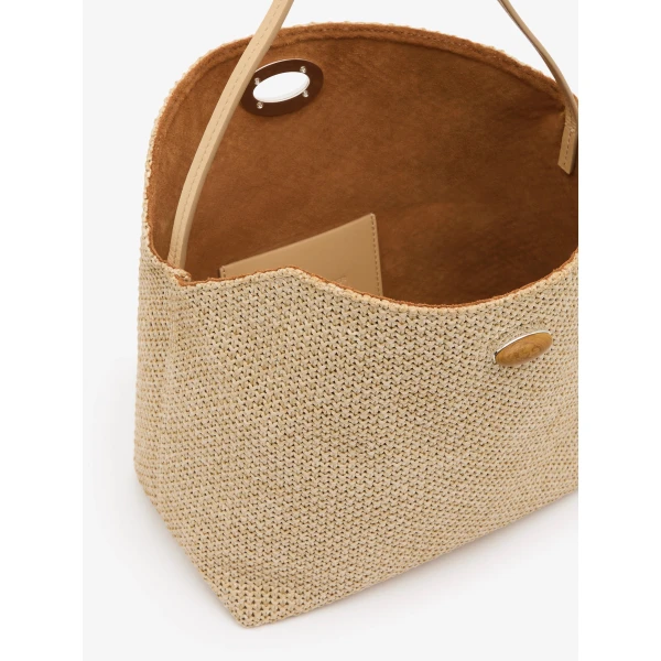Christopher Esber Turnlock Raffia Shoulder Bag in Natural | Shoulder & Crossbody Bags | Coveti