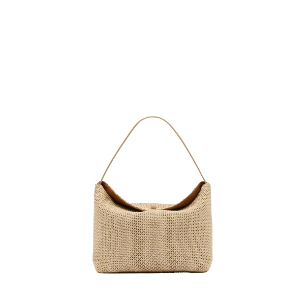 Christopher Esber Turnlock Raffia Shoulder Bag in Natural | Shoulder & Crossbody Bags | Coveti
