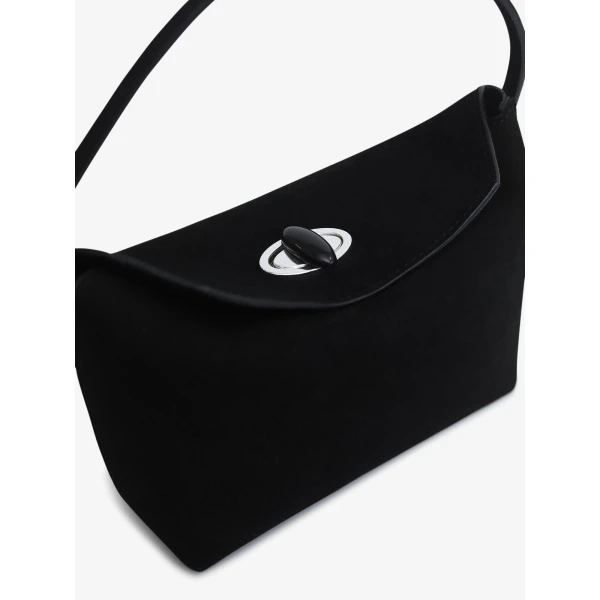 Christopher Esber Turnlock Suede Mini Bag in Black | Mini Bags | Coveti