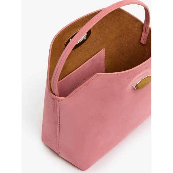 Christopher Esber Turnlock Suede Mini Bag in Bubblegum | Mini Bags | Coveti