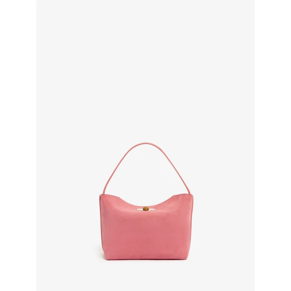 Christopher Esber Turnlock Suede Mini Bag in Bubblegum | Mini Bags | Coveti