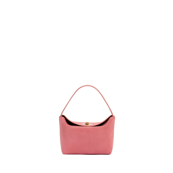 Christopher Esber Turnlock Suede Mini Bag in Bubblegum | Mini Bags | Coveti