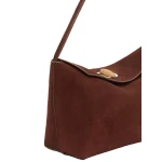 Christopher Esber Turnlock Suede Mini Bag in Espresso | Mini Bags | Coveti