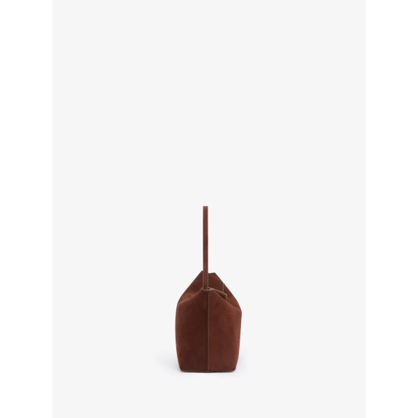 Christopher Esber Turnlock Suede Mini Bag in Espresso | Mini Bags | Coveti