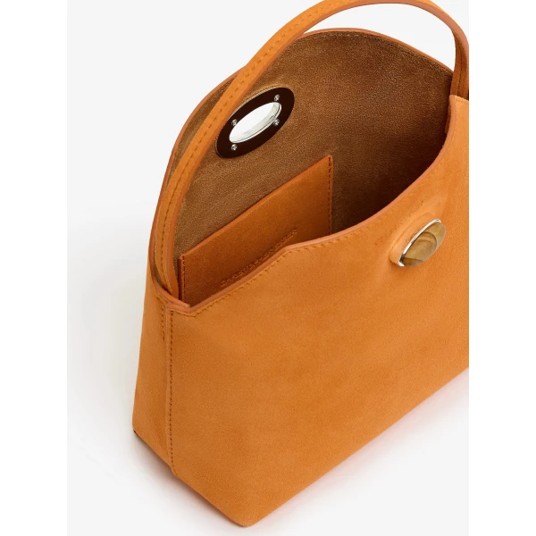 Christopher Esber Turnlock Suede Mini Bag in Orange | Mini Bags | Coveti