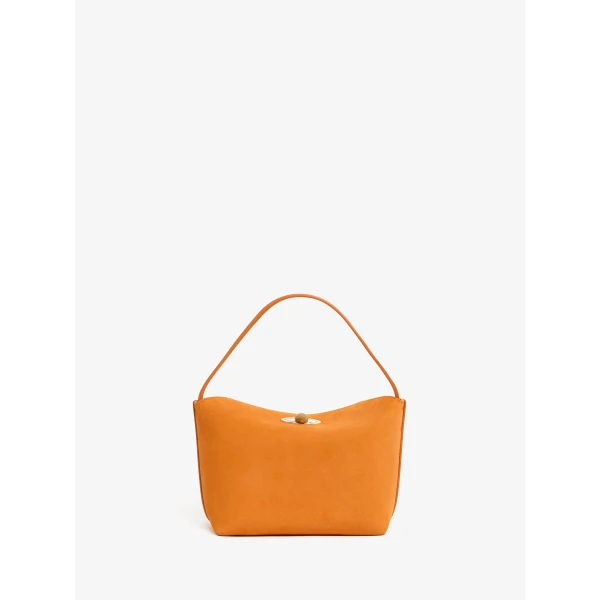 Christopher Esber Turnlock Suede Mini Bag in Orange | Mini Bags | Coveti