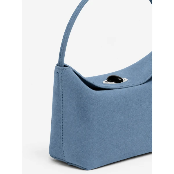 Christopher Esber Turnlock Suede Mini Bag in Steel Blue | Mini Bags | Coveti