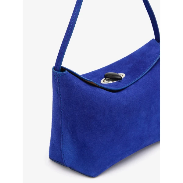 Christopher Esber Turnlock Suede Mini Bag in Yves Blue | Mini Bags | Coveti