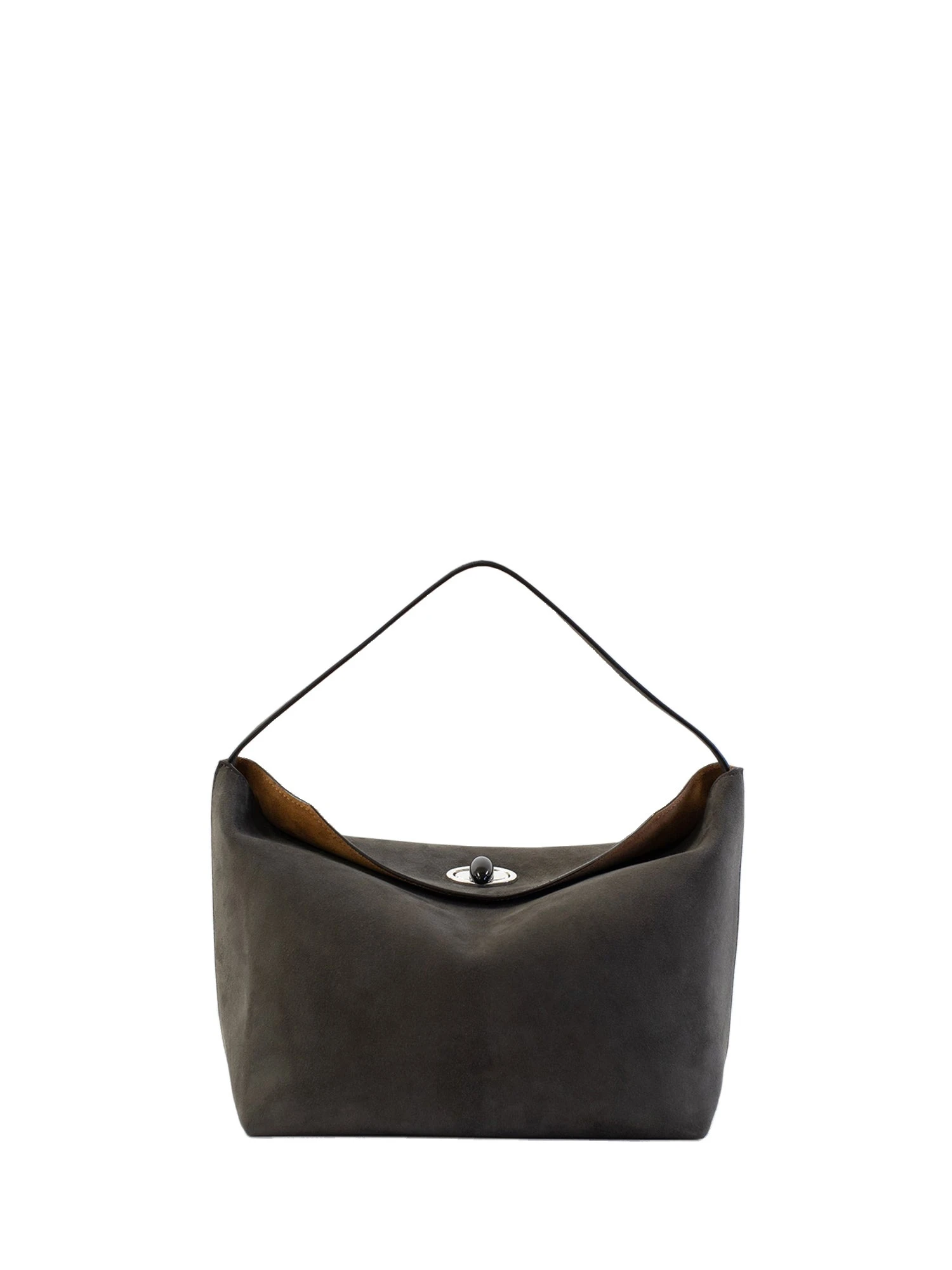 Christopher Esber Turnlock Suede Shoulder Bag in Ash Christopher Esber Turnlock Suede Shoulder Bag in Ash | Shoulder & Crossbody Bags | Coveti