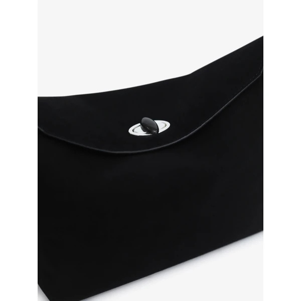 Christopher Esber Turnlock Suede Shoulder Bag in Black | Shoulder & Crossbody Bags | Coveti