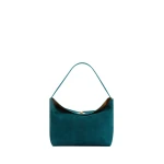 Christopher Esber Turnlock Suede Shoulder Bag in Caspian Green Tan | Shoulder & Crossbody Bags | Coveti