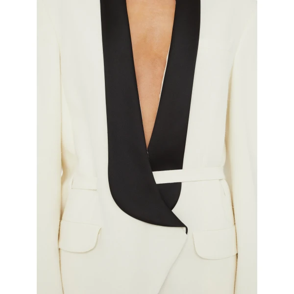 Christopher Esber Tuxedo Contrast Silk Blazer in White Black | Blazers | Coveti