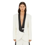 Christopher Esber Tuxedo Contrast Silk Blazer in White Black | Blazers | Coveti