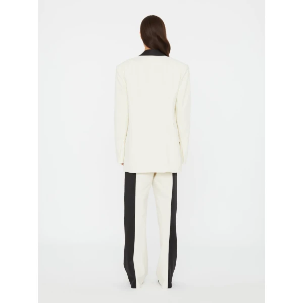Christopher Esber Tuxedo Contrast Silk Blazer in White Black | Blazers | Coveti