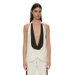 Christopher Esber Tuxedo Contrast Silk Vest in White Black | Vests | Coveti