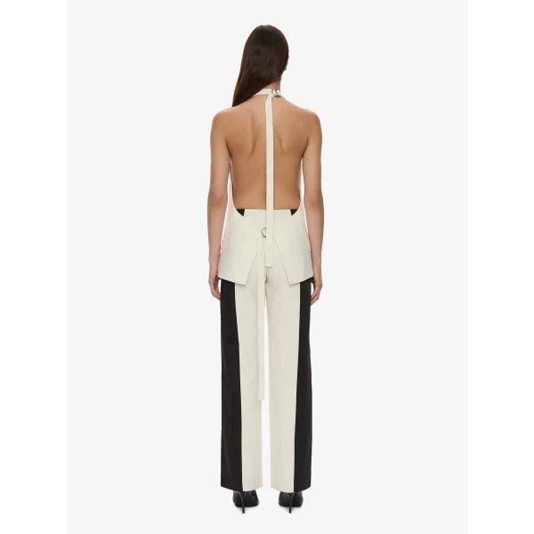 Christopher Esber Tuxedo Contrast Silk Vest in White Black | Vests | Coveti