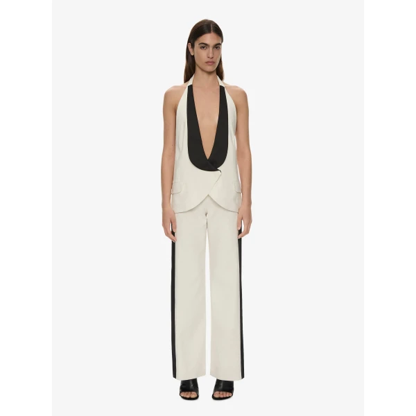Christopher Esber Tuxedo Contrast Silk Vest in White Black | Vests | Coveti