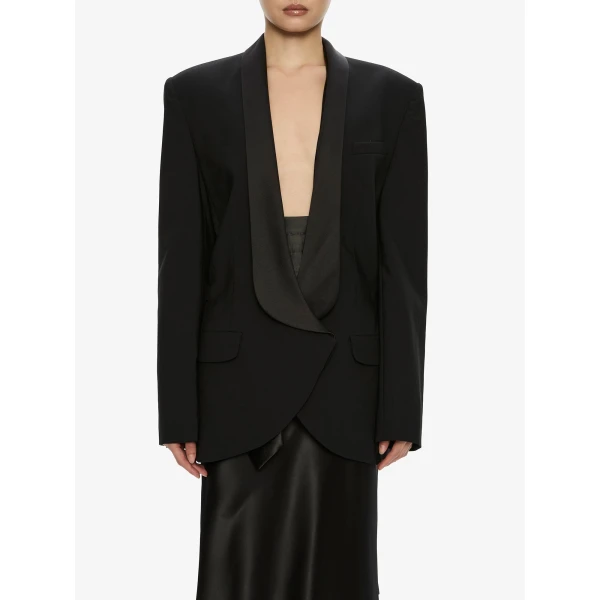 Christopher Esber Tuxedo Contrast Wool Blazer in Black | Blazers | Coveti