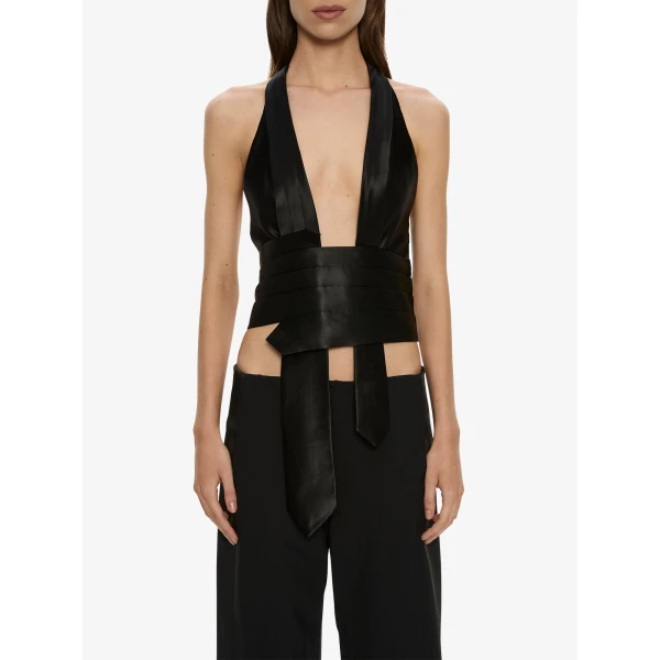 Christopher Esber Tuxedo Contrast Wool Trouser in Black | Pants | Coveti