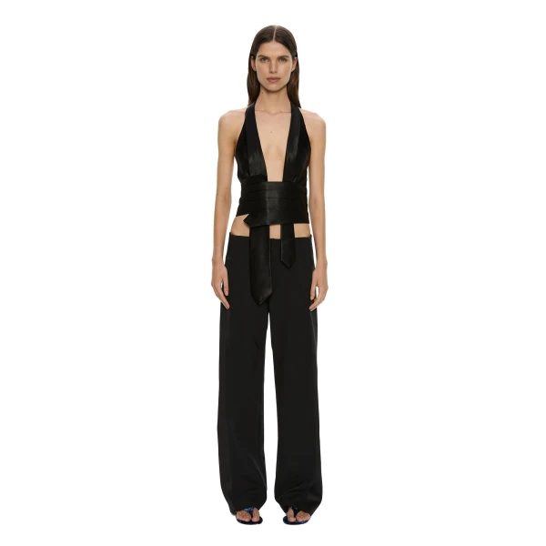 Christopher Esber Tuxedo Contrast Wool Trouser in Black | Pants | Coveti