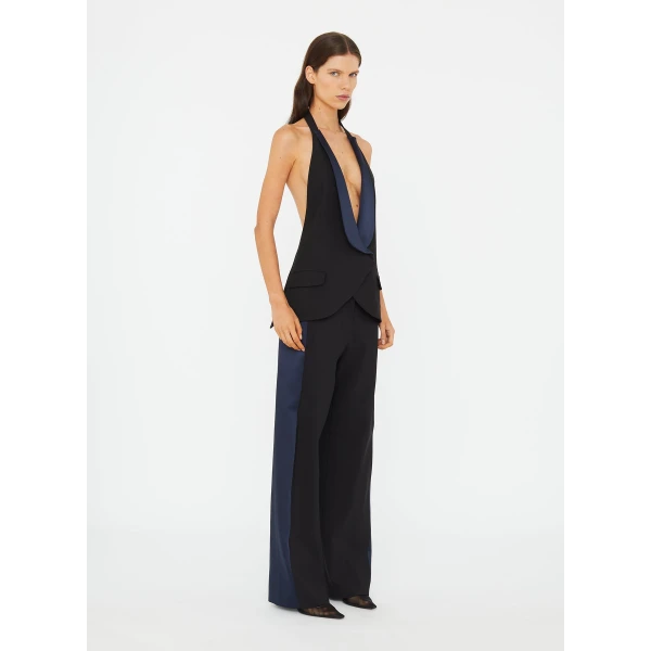 Christopher Esber Tuxedo Contrast Wool Trouser in Black Ink | Pants | Coveti