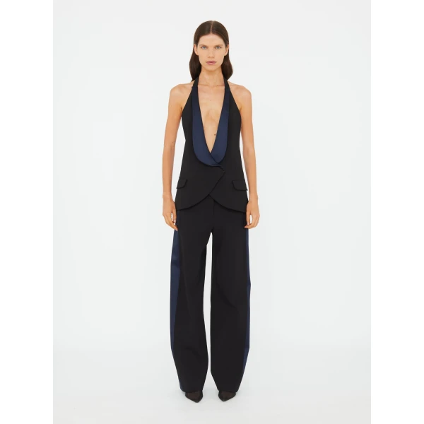 Christopher Esber Tuxedo Contrast Wool Vest in Black Ink | Vests | Coveti