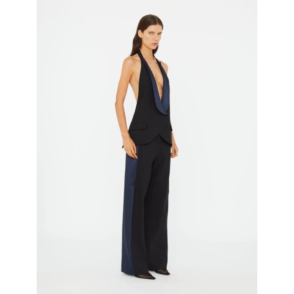 Christopher Esber Tuxedo Contrast Wool Vest in Black Ink | Vests | Coveti