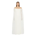 Christopher Esber Vapour Overlay Silk Gown in White | Evening Gowns | Coveti