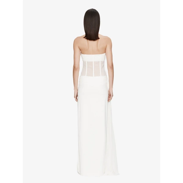 Christopher Esber Veiled Corset Dress in White | Maxi Dresses | Coveti