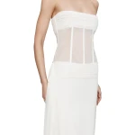 Christopher Esber Veiled Corset Dress in White | Maxi Dresses | Coveti