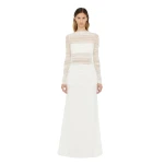 Christopher Esber Veiled Tulle Overlay Gown in White | Evening Gowns | Coveti