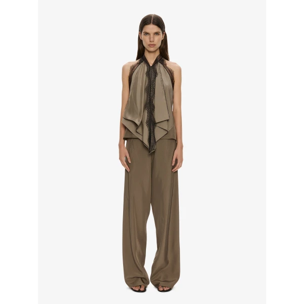 Christopher Esber Vera Split Lace Handkerchief Top in Light Umber | Tops | Coveti