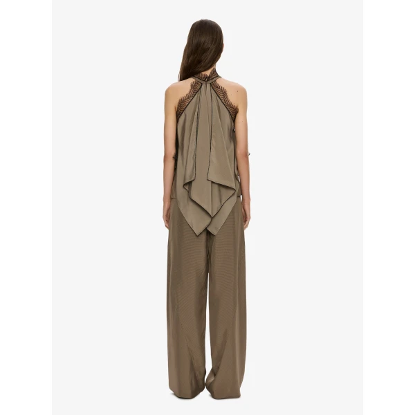 Christopher Esber Vera Split Lace Handkerchief Top in Light Umber | Tops | Coveti