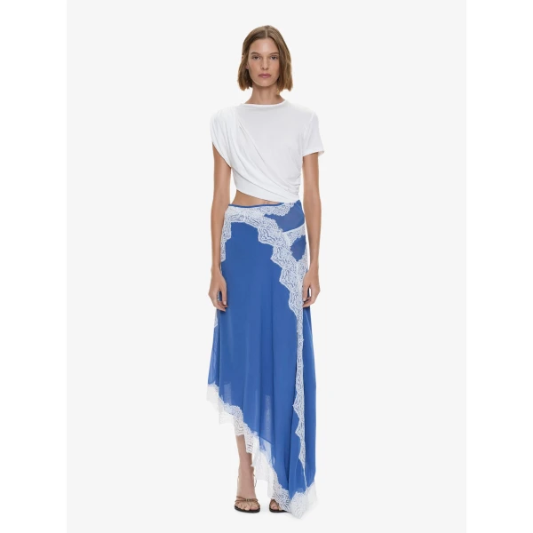 Christopher Esber Verve Twisted Tee Dress in Azurite White | Midi Dresses | Coveti