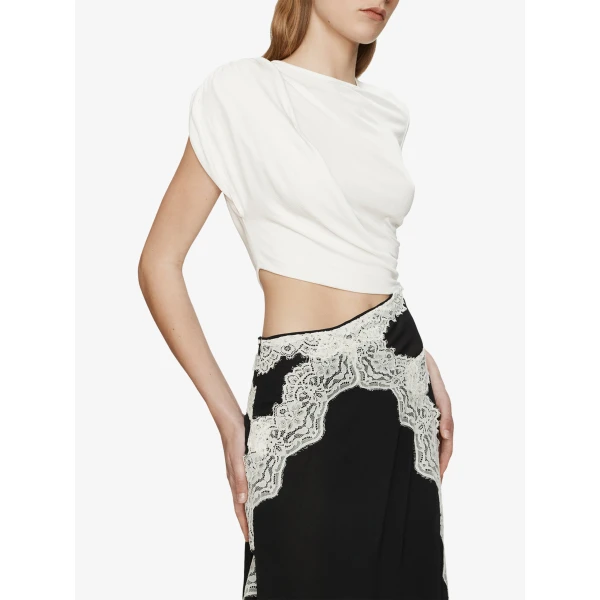 Christopher Esber Verve Twisted Tee Dress in Black White | Midi Dresses | Coveti
