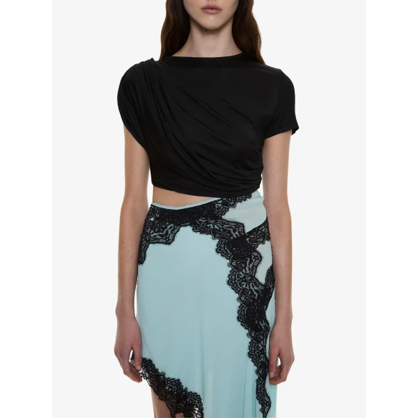 Christopher Esber Verve Twisted Tee Mini Dress in Mystic Mint Multi | Mini Dresses | Coveti
