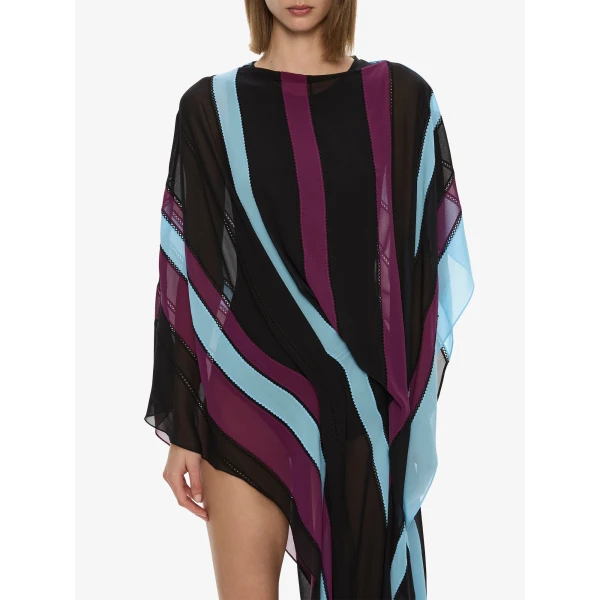 Christopher Esber Vin Panelled Picot Silk Drape Dress in Powder Blue Plum | Dresses | Coveti