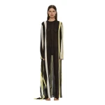Christopher Esber Vin Panelled Picot Silk Long Sleeve Dress in Targa Yellow Black | Maxi Dresses | Coveti