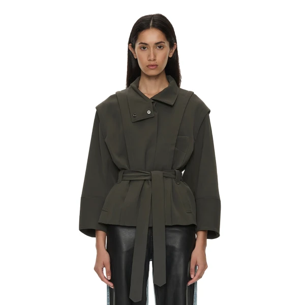 Christopher Esber Virelle Parapet Drift Jacket in Kombu Green | Jackets | Coveti