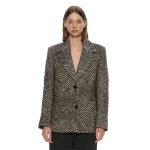 Christopher Esber Warped Herringbone Peacoat in Charcoal White | Coats | Coveti