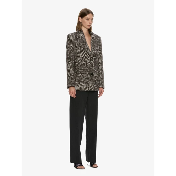 Christopher Esber Warped Herringbone Peacoat in Charcoal White | Coats | Coveti