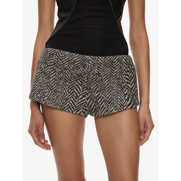 Christopher Esber Warped Herringbone Tailored Short in Charcoal White | Shorts | Coveti