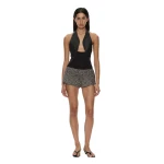 Christopher Esber Warped Herringbone Tailored Short in Charcoal White | Shorts | Coveti