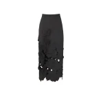 Costarellos Alexina Floral-Cut Satin Pencil Skirt in Black | Coveti