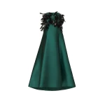 Costarellos Avielle Silk Mikado Strapless Dress in Dark Green | Coveti