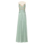 Costarellos Branka Lurex Georgette Gown in Mint | Coveti