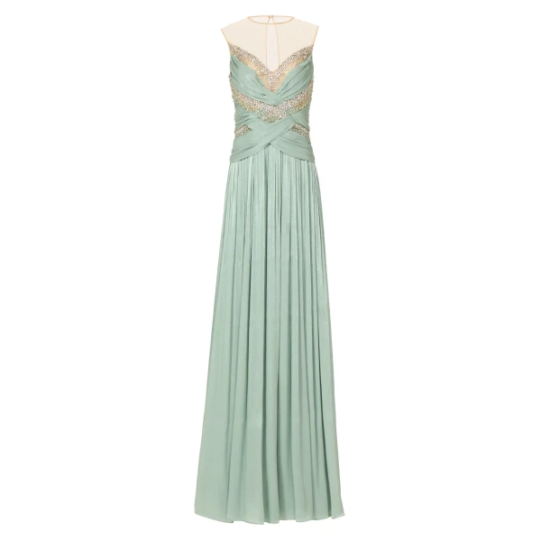 Branka Lurex Georgette Gown in Mint