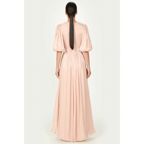 Costarellos Brennie Lurex Georgette Dress in Pink | Evening Gowns | Coveti